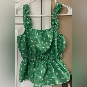 h&m divided green floral cropped tank top